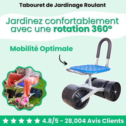 Tabouret Roulant de Jardinage Ergonomique Ultra-confortable