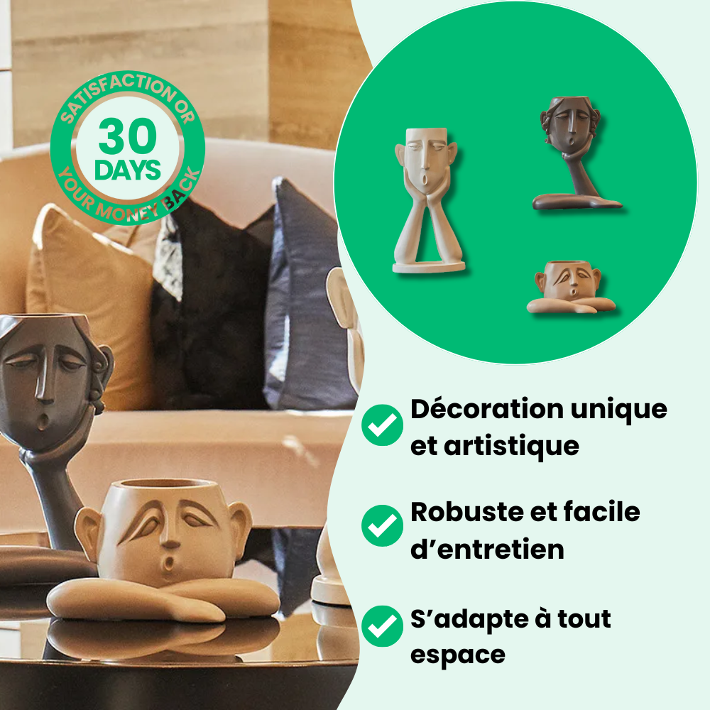 Pot de Fleurs Visages Artistiques Élégants