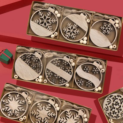 Flocons de Neige en Bois Naturel (pack de 12)