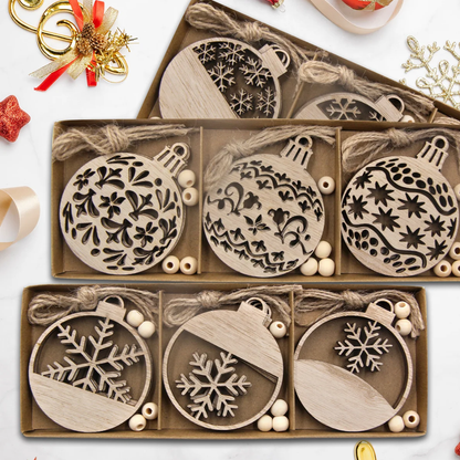 Flocons de Neige en Bois Naturel (pack de 12)