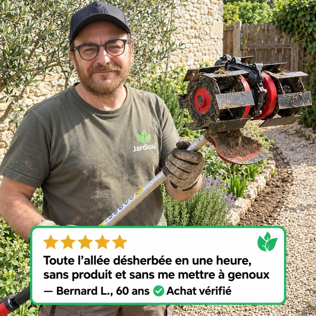 Roue de Désherbage Professionnelle Polyvalente Multi-Terrain - Nettoyez Allées, Bordures et Potagers