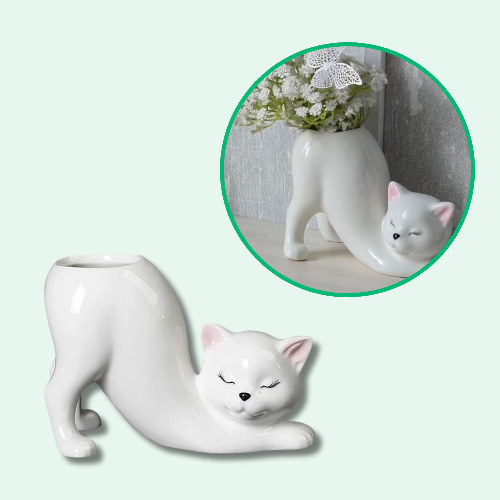 Jardioui 1 Pot (29.90 €/ pcs) / Blanc Pot de Fleur Chat Adorable