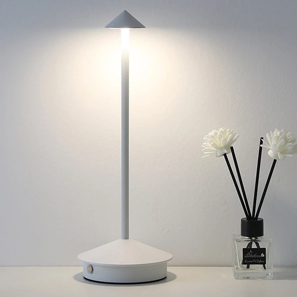 Jardioui Blanc Lampe de table Élancée LED rechargeable sans fil