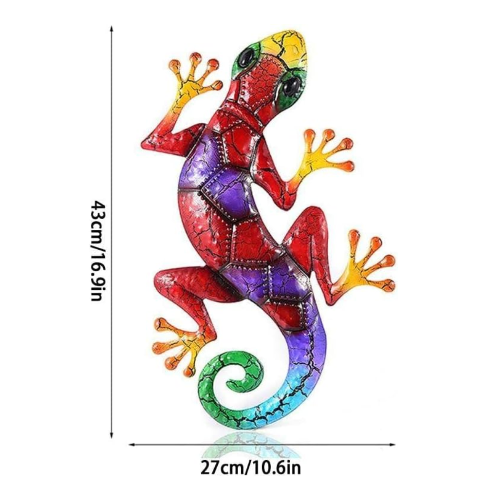 Jardioui Décoration de Jardin Gecko en Métal