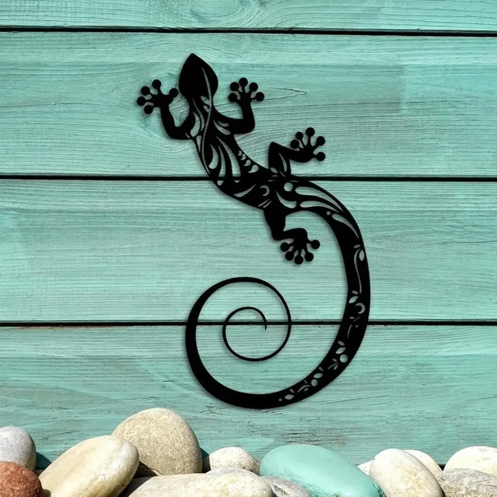 Jardioui Décoration Murale Lézard en Métal