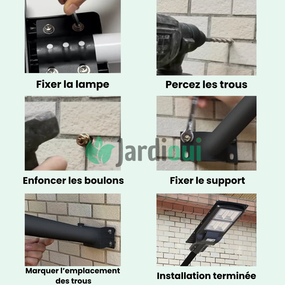 Jardioui Lampadaire Solaire Extérieur Détecteur de Mouvement Ultra-Puissant