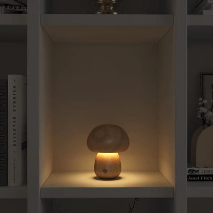 Jardioui Petit / Hêtre Lampe Champignon en Bois Massif