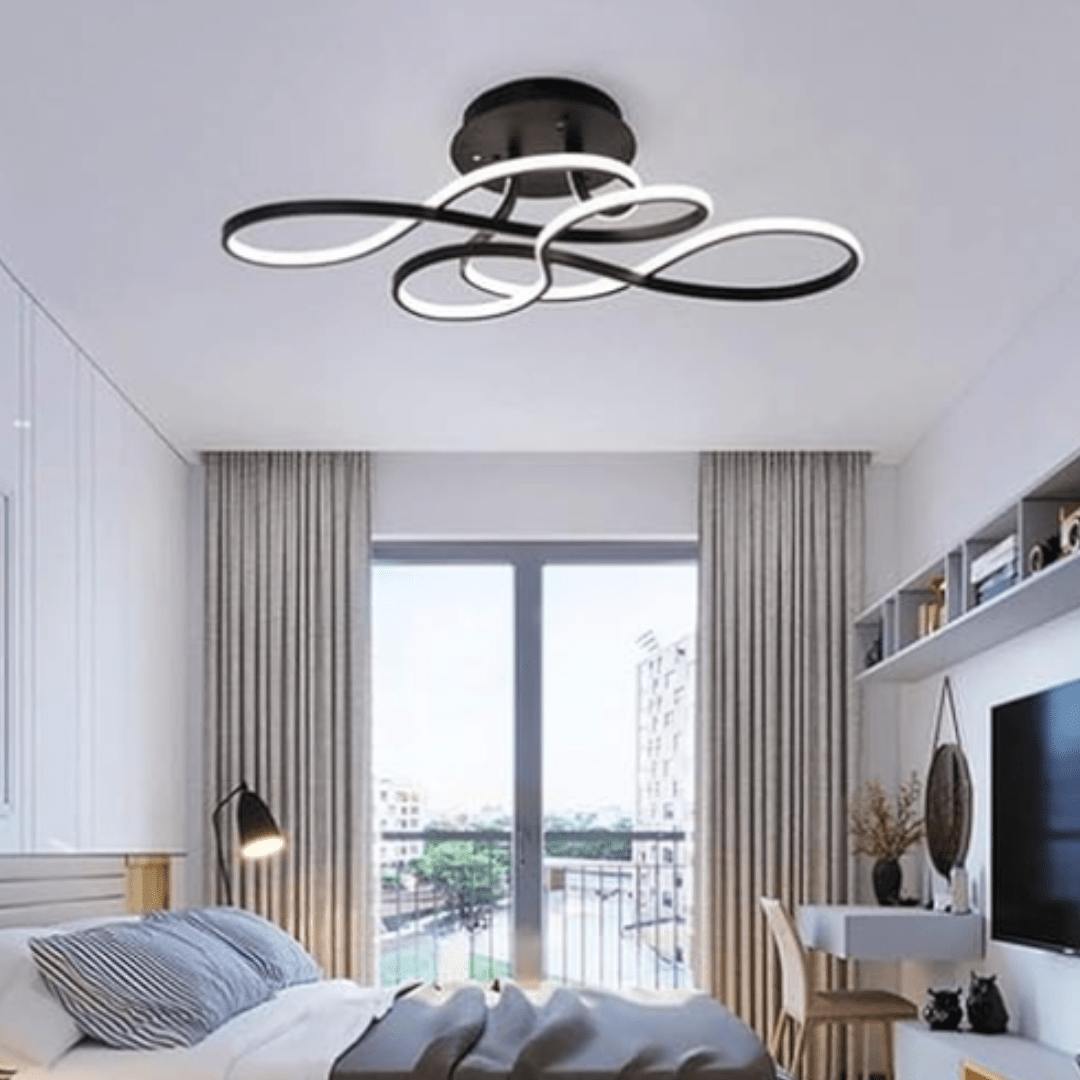 Jardioui Plafonnier Design LED en Volutes Noir Élégant