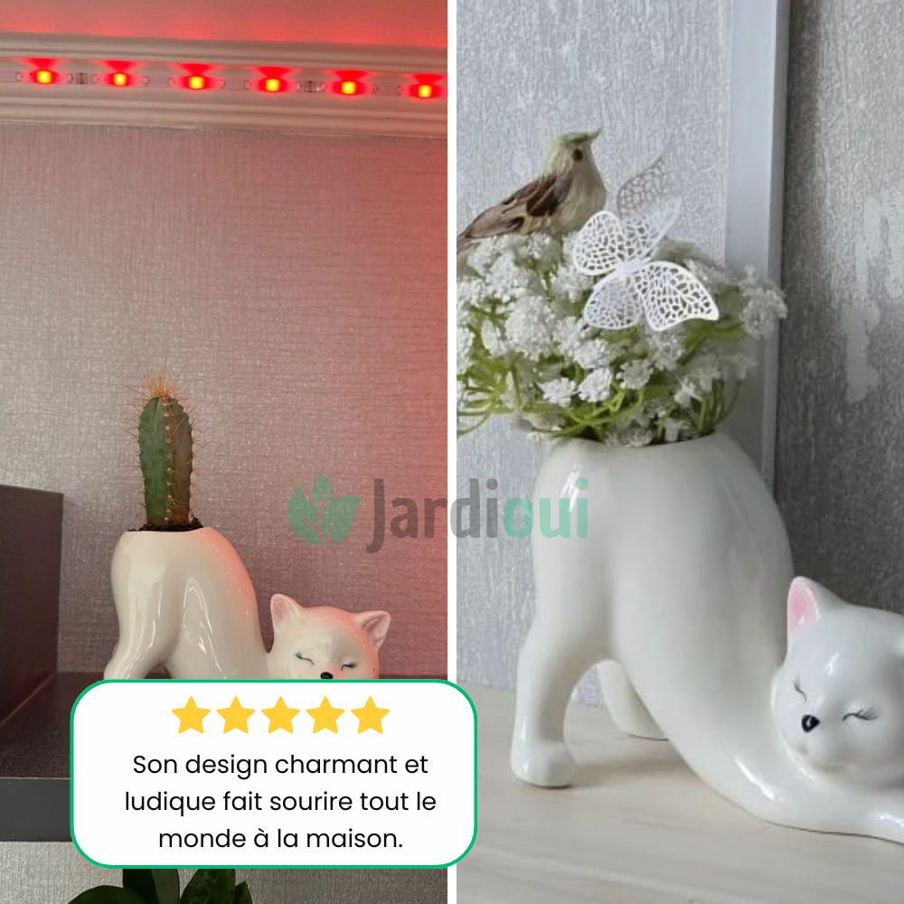 Jardioui Pot de Fleur Chat Adorable