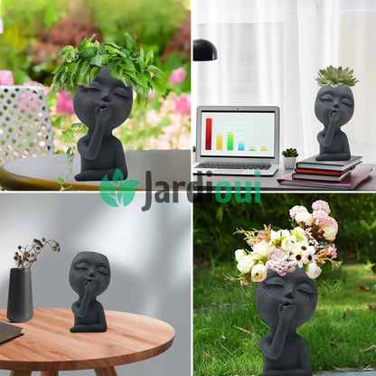 Jardioui Pot de Fleur Visage Contemplatif