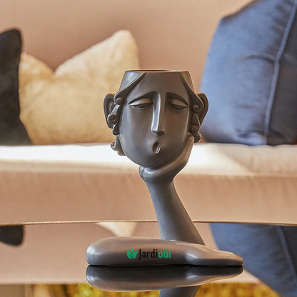 Jardioui Pot de Fleurs Visages Artistiques Élégants