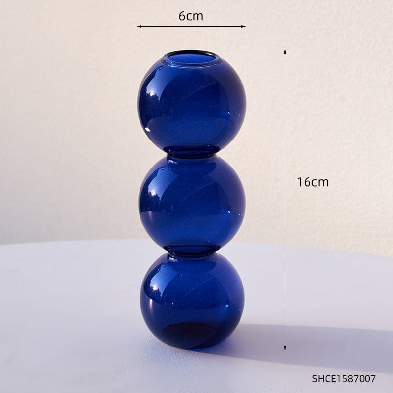 frJardioui Bleu / 3 Boules Vase en Verre "Bubble Glass"