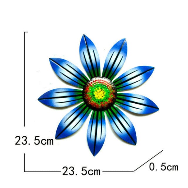 frJardioui Bleu Décoration Murale Extérieure " Fleurs Colorées "