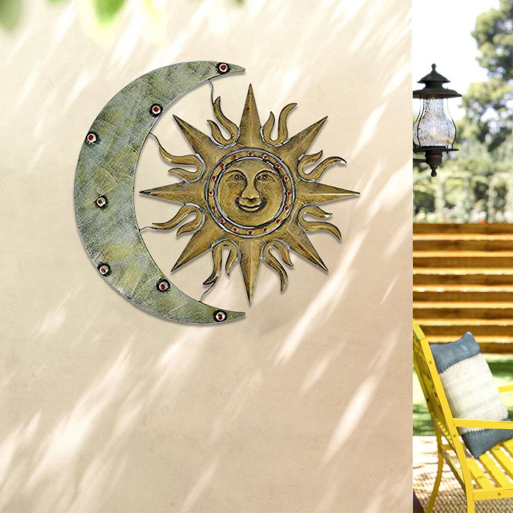 frJardioui Décoration Murale Extérieure "Le Soleil a Rendez-vous avec la Lune"