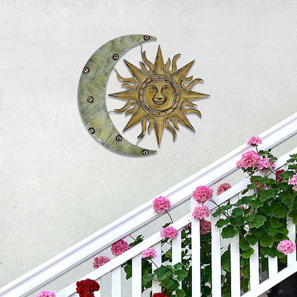 frJardioui Décoration Murale Extérieure "Le Soleil a Rendez-vous avec la Lune"