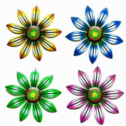 frJardioui Rouge Décoration Murale Extérieure " Fleurs Colorées "