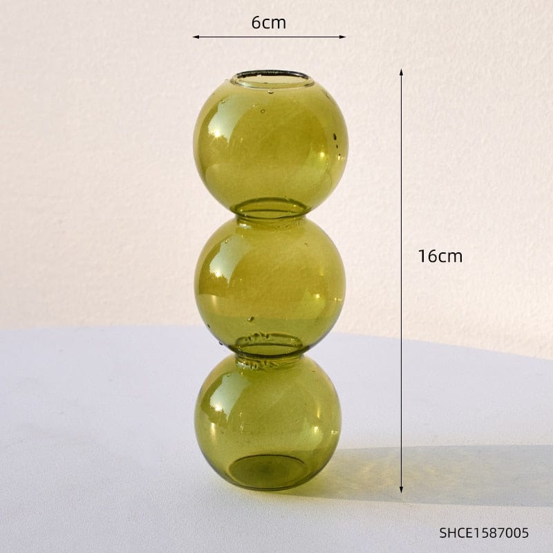 frJardioui Vert / 3 Boules Vase en Verre "Bubble Glass"