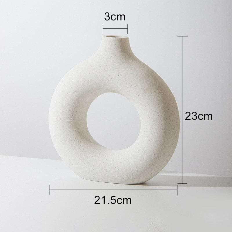 Jardioui 0 Blanc / M (23x21.5 cm) Vase nordique circulaire en céramique pour fleur