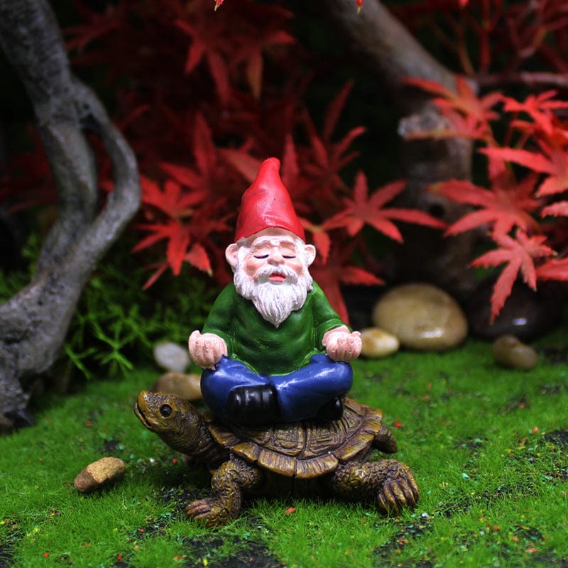 Jardioui Nain de jardin Nain de jardin Original meditant sur une tortue
